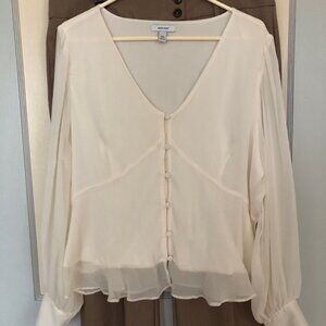 Nine West Ivory Sheer Lined blouse Size XXL